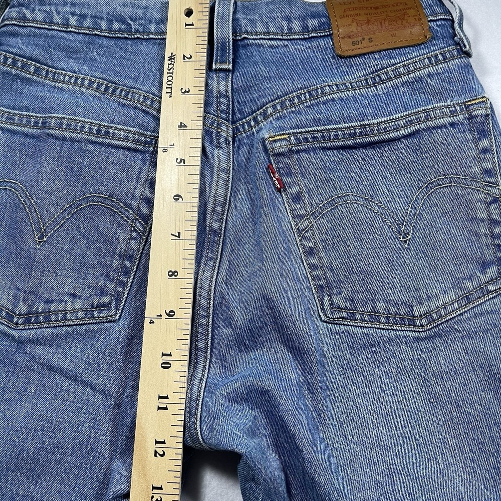 Levi's Premium 501 Skinny Jeans W25 L28 Button Fly Blue Stretch Denim Women's - Picture 11 of 13